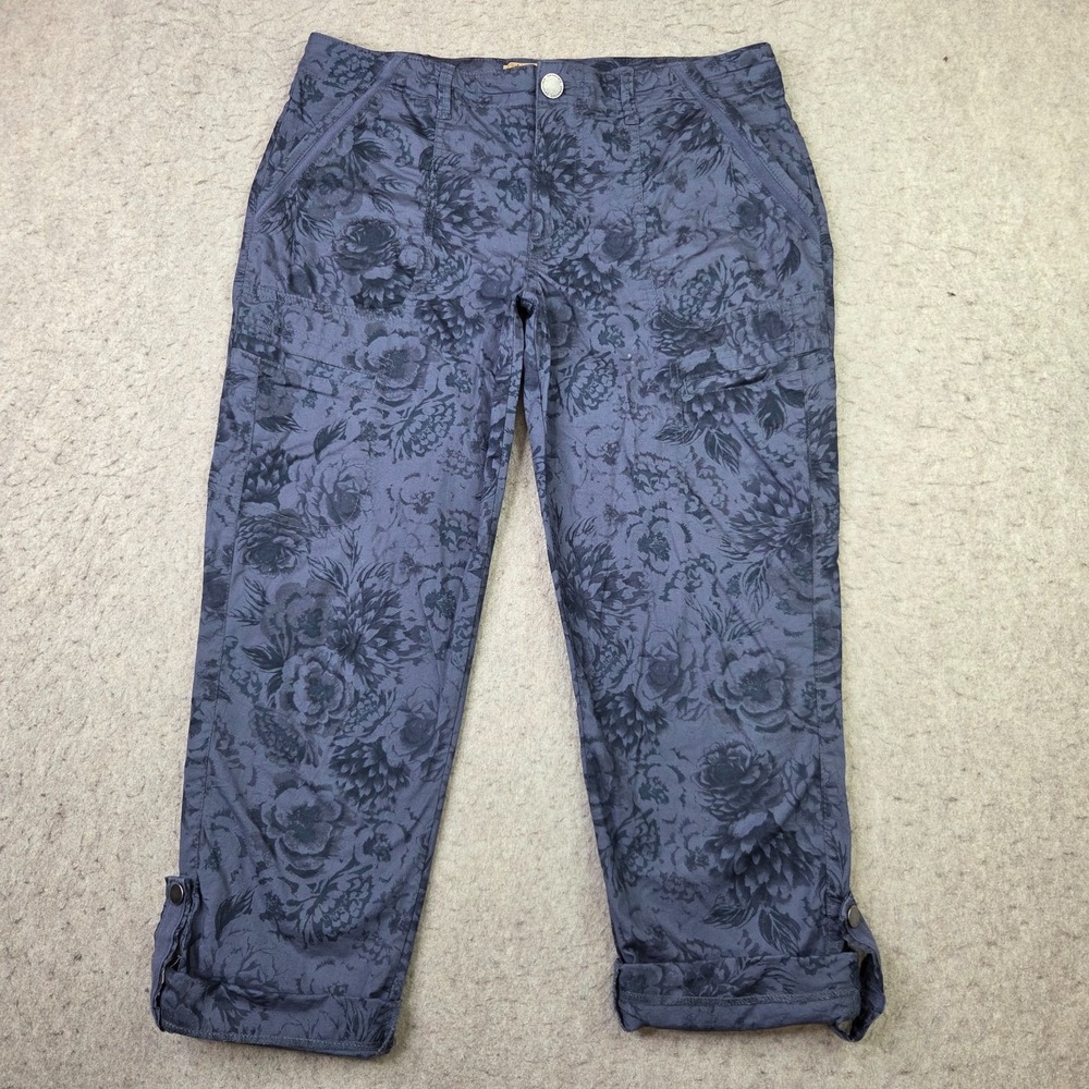 Democracy "Flex"-ellent Cargo Pants Womens 8 Blue Floral B2036IJEXX